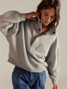 NWT Free People Timeless Pullover sweatshirt grey